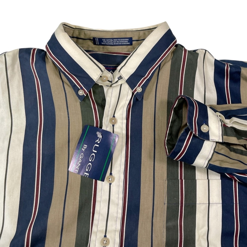 Gant XL Multicolor Striped Button Down Shirt Long Sleeve Prep Grandpa Core 90s